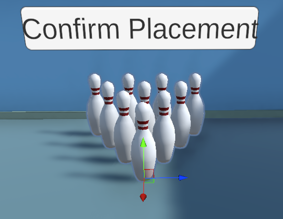 Bowling pins with placement UI