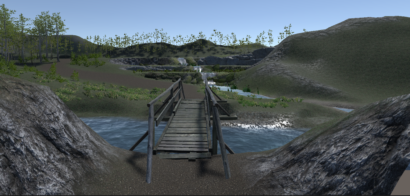 Wooden bridge leading to the lakes